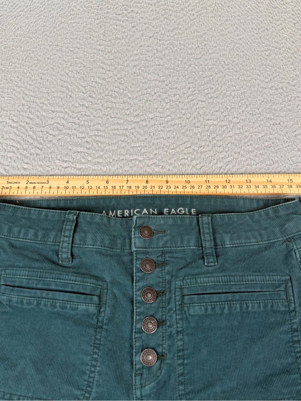 American Eagle Corduroy Pants Womens 10 Regular Green Super High Rise Flare Y2K - Picture 4 of 14